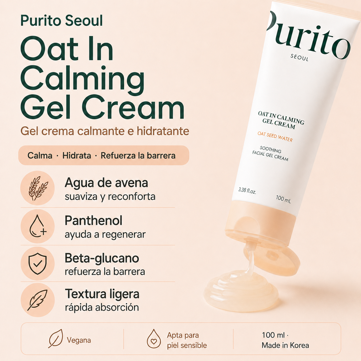 Crema gel Oat-In Calming Gel Cream Purito Seoul 100 ml