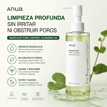 Desmaquillante Facial Heartleaf Pore Control Cleansing Oil Anua 200 ml