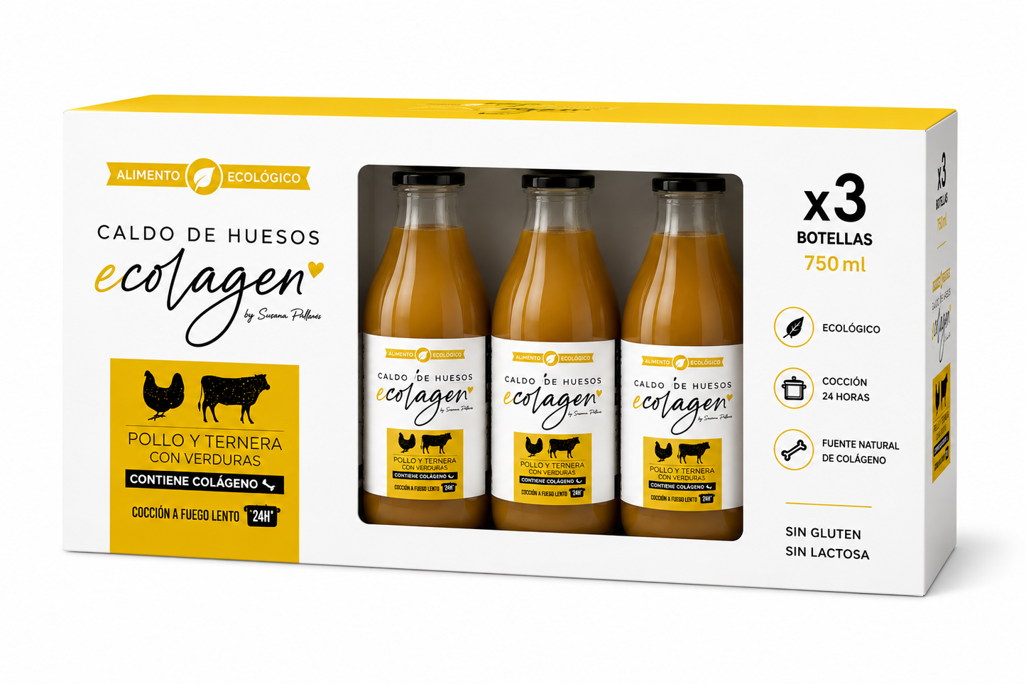Caldo de huesos de Pollo con verduras ecológico Ecolagen 1L