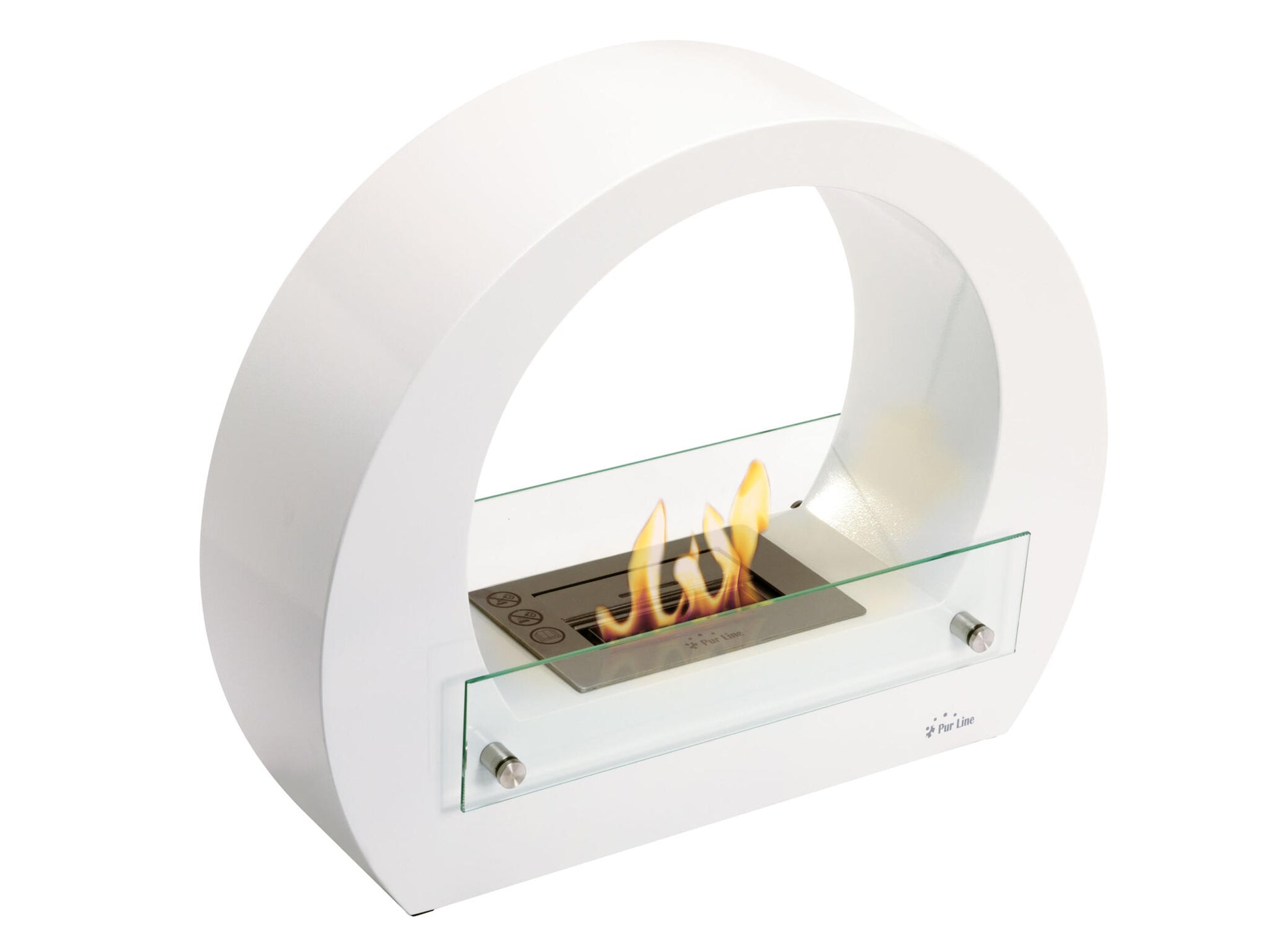 Chimenea De Etanol De Suelo En Acero Blanco Y Llama Regulable Saturn W Purline_0