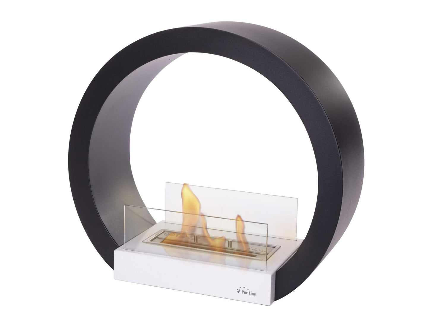 Chimenea De Etanol De Suelo En Acero Color Negro Con Cristal Templado Morea B Purline_0