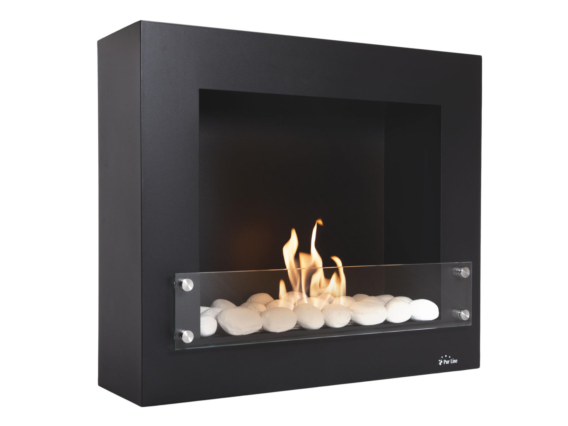 Chimenea De Etanol En Negro Con Piedras Cerámicas Bestbio Design B Purline_0