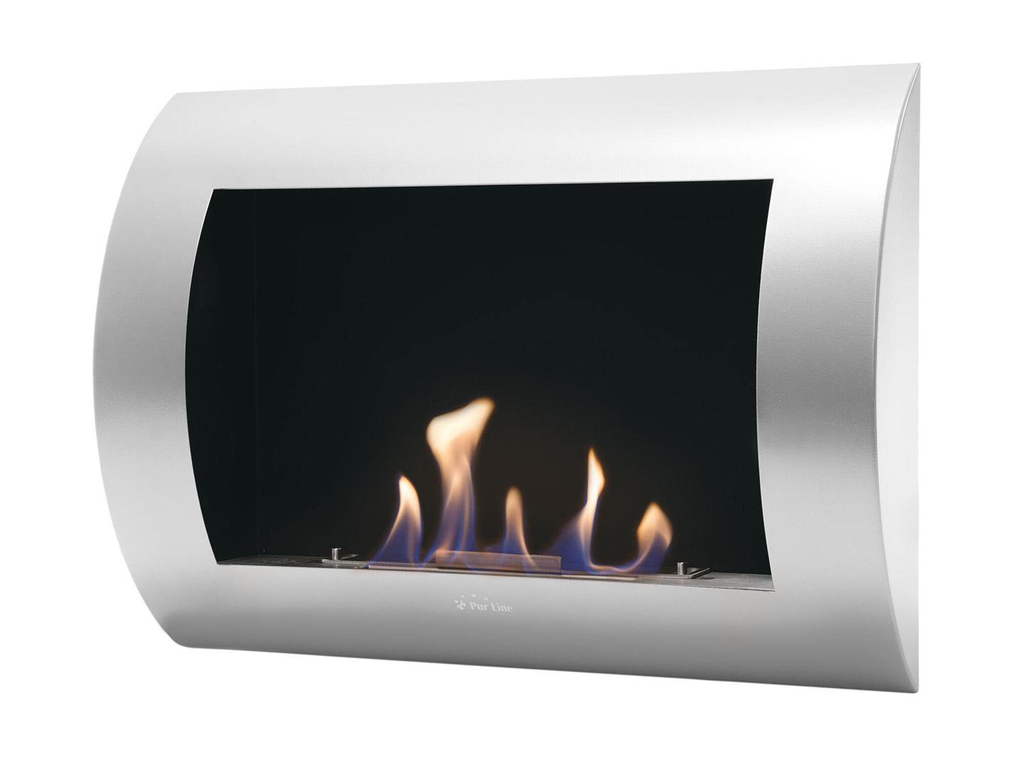 Chimenea De Etanol Mural Con Panel Frontal Curvado Inox-clasic Purline_0