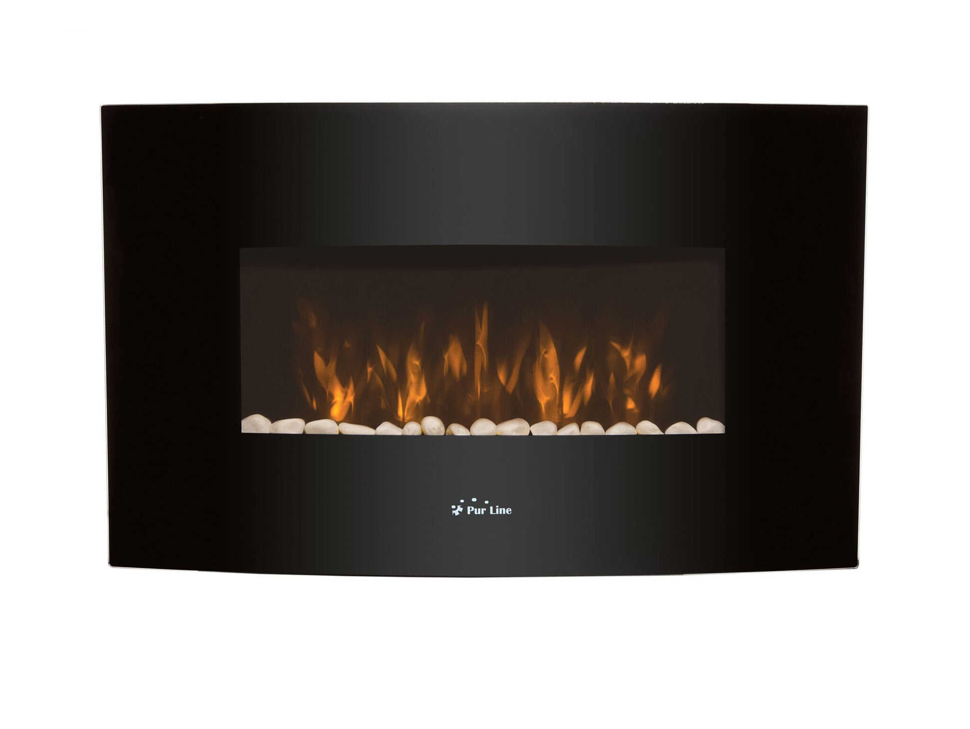 Chimenea Eléctrica Mural 2kw En Cristal Templado Negro Con Mando A Distancia Che-440 Purline_0