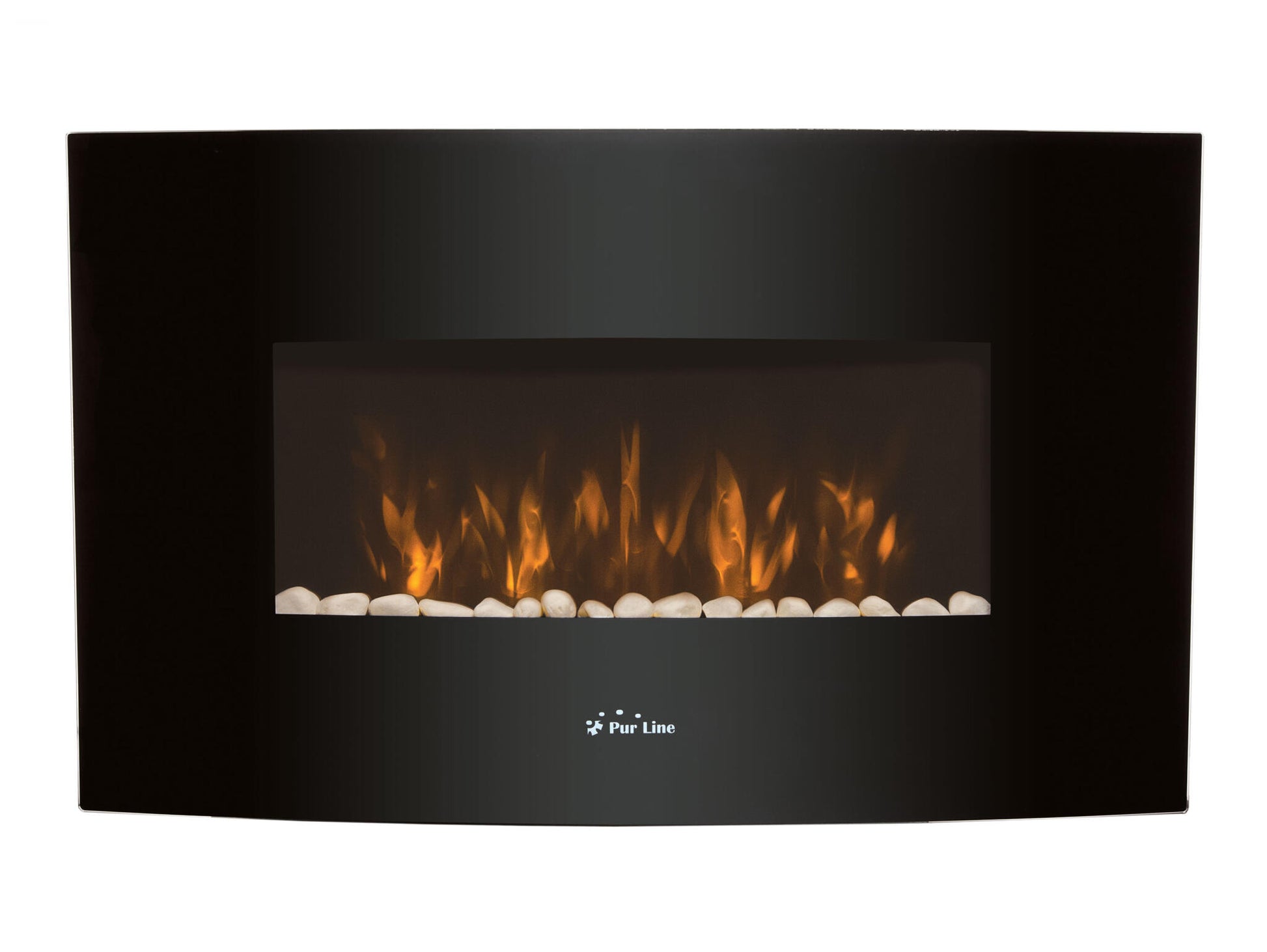 Chimenea Eléctrica Mural 2kw En Cristal Templado Negro Con Mando A Distancia Che-440 Purline_1