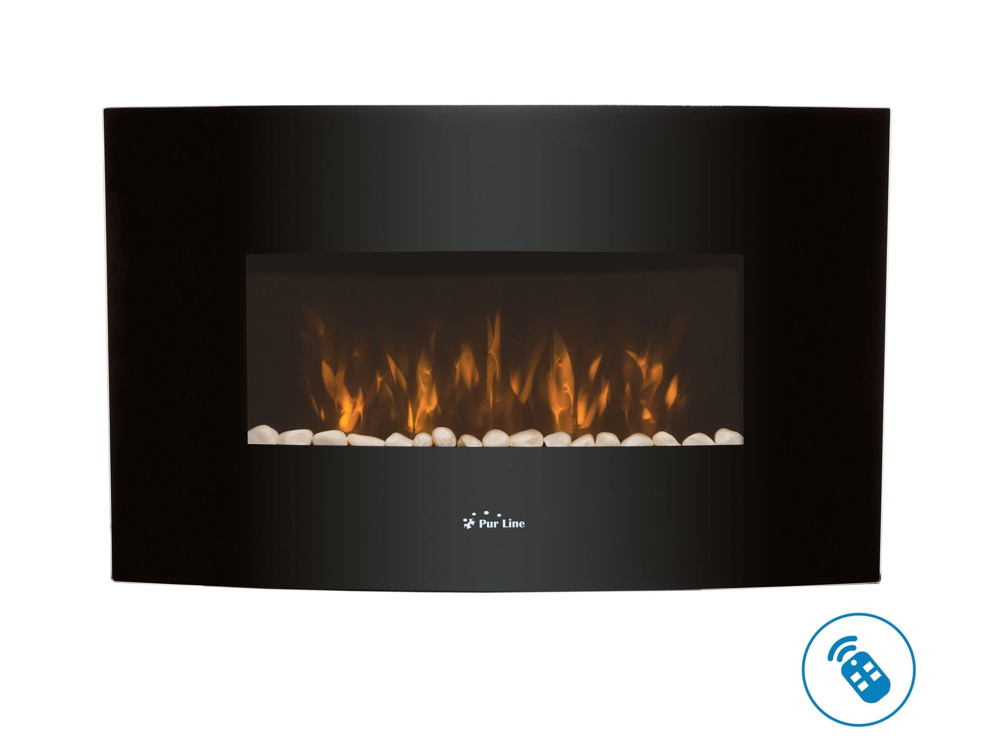 Chimenea Eléctrica Mural 2kw En Cristal Templado Negro Con Mando A Distancia Che-440 Purline_2
