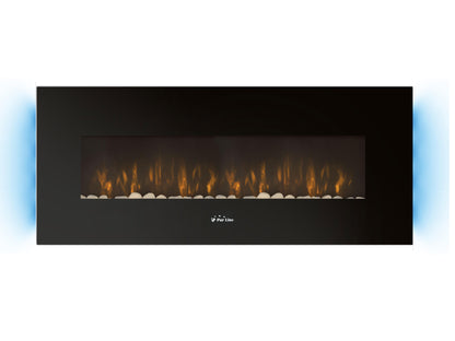 Chimenea Eléctrica Mural 2kw Panorámica En Cristal Templado Negro Con Mando A Distancia Che-500 Purline_3