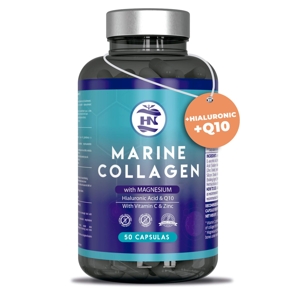 Colageno Marino Con Acido Hialuronico Con Vitamina C - 50 Capsulas - Para Articulaciones, Huesos, Piel, Cabello_0