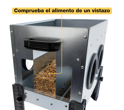 Comedero Para Gallinas Robust® | Tolva Antidesperdicio De Acero Galvanizado Para Exterior | Altura Regulable (18kg)_2