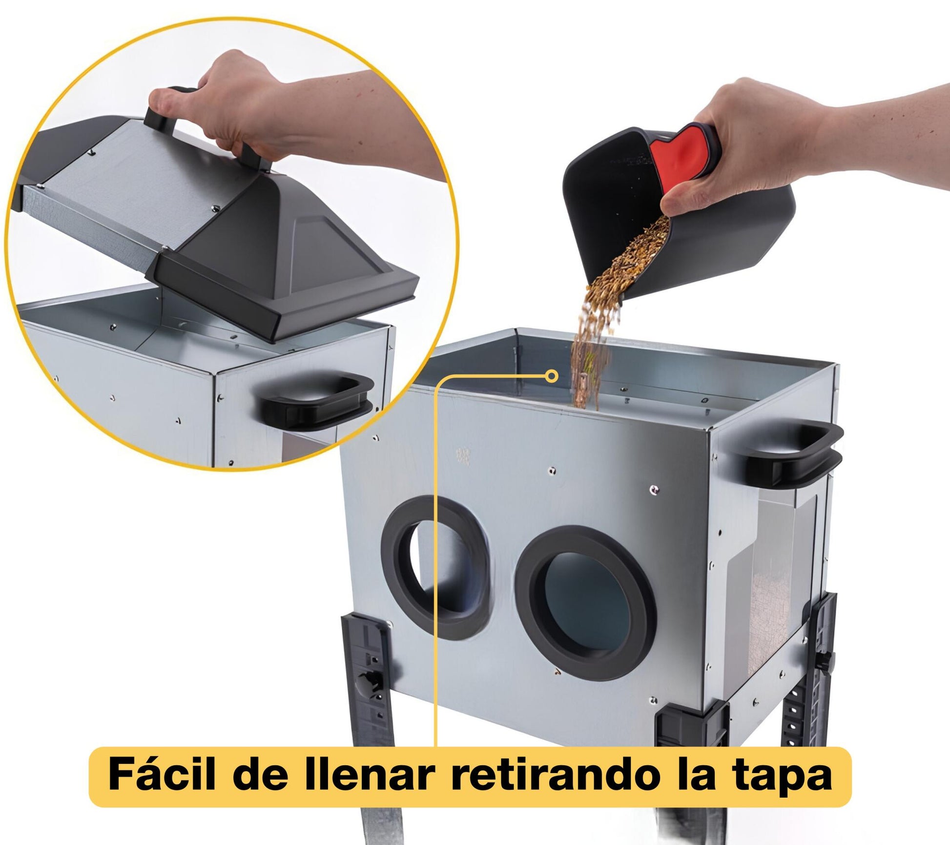 Comedero Para Gallinas Robust® | Tolva Antidesperdicio De Acero Galvanizado Para Exterior | Altura Regulable (18kg)_3