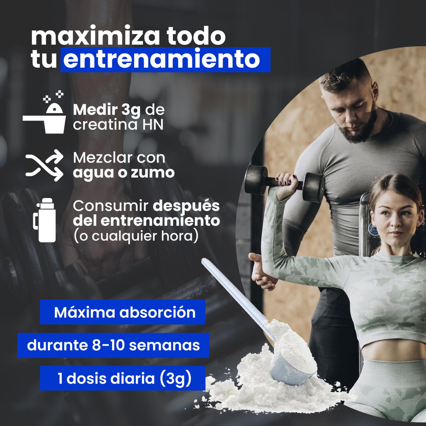 Creatina Monohidrato En Polvo 306g (90 Dosis) - Creatina Pura Sin Sabor - Suplemento Deportivo Para Masa Muscular_2