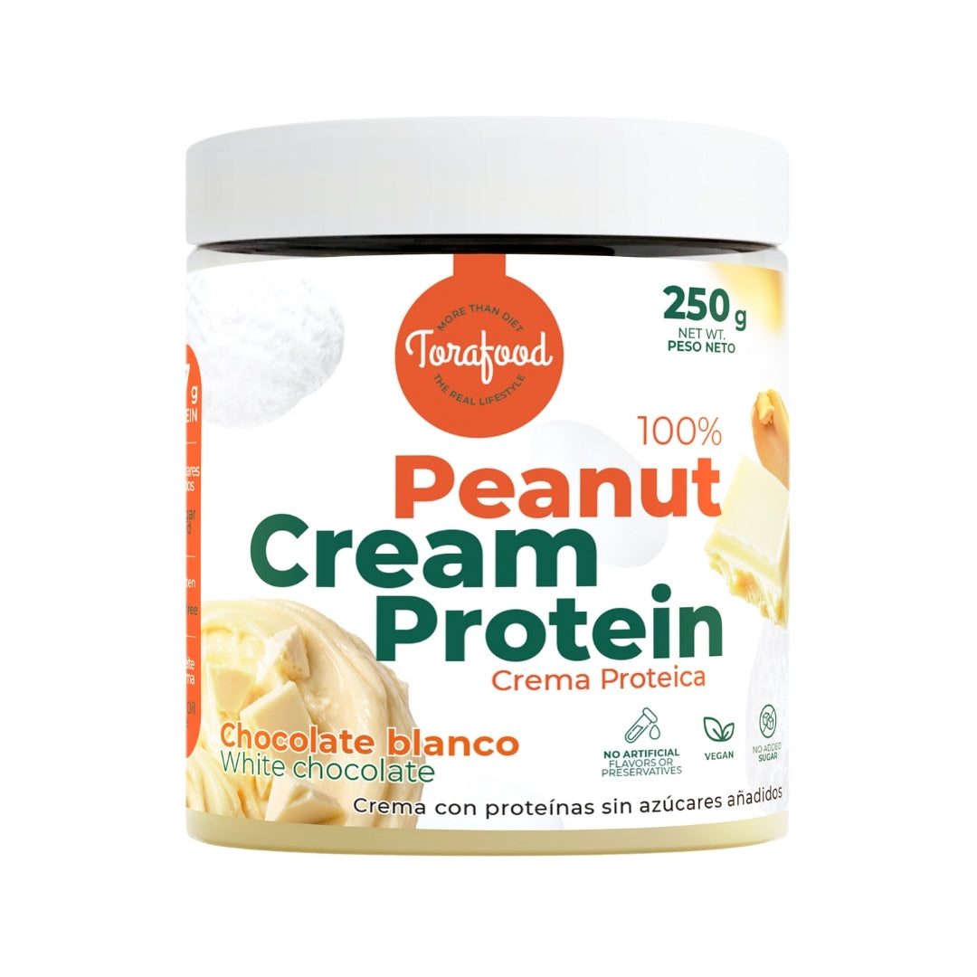 Crema de Cacahuete Tostado con Chocolate Blanco Torafood 250 gr