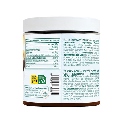 Crema de Cacahuete Tostado con Chocolate Negro Torafood 250 g