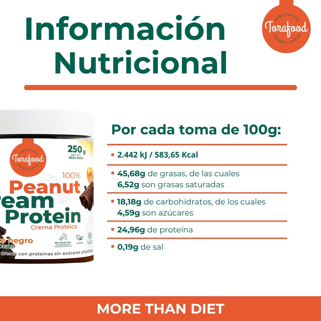 Crema de Cacahuete Tostado con Chocolate Negro Torafood 250 g