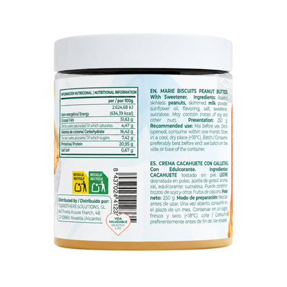 Crema de Cacahuete Tostado con Galleta Torafood 250 g