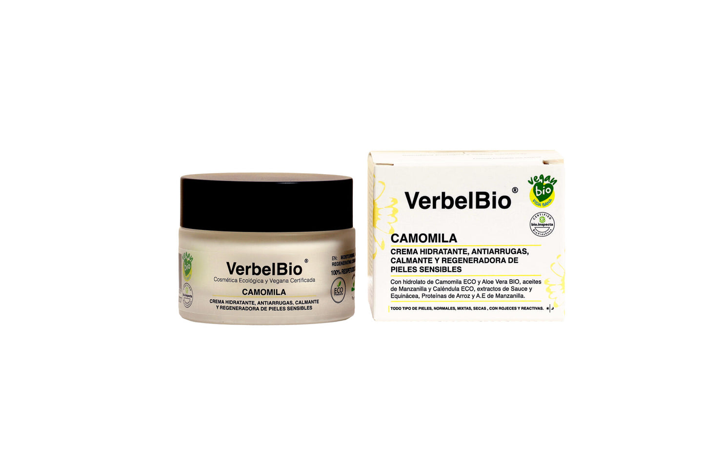 Crema Camomila VerbelBio– Hidratante, Regeneradora, Antiarrugas y Calmante. Piel Sensible, Rosácea y Dermatitis._1
