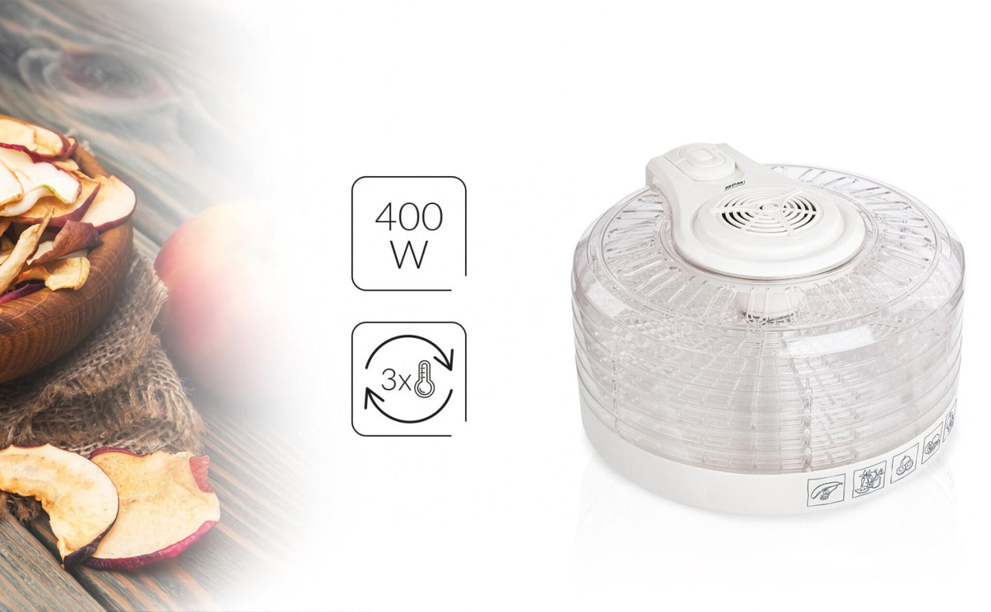 Deshidratador Alimentos, 5 Bandejas, 3 Niveles Temperatura, Seca Frutas, Verduras, Carne, Sin Bpa Mpm Msg-02 Transparente_4