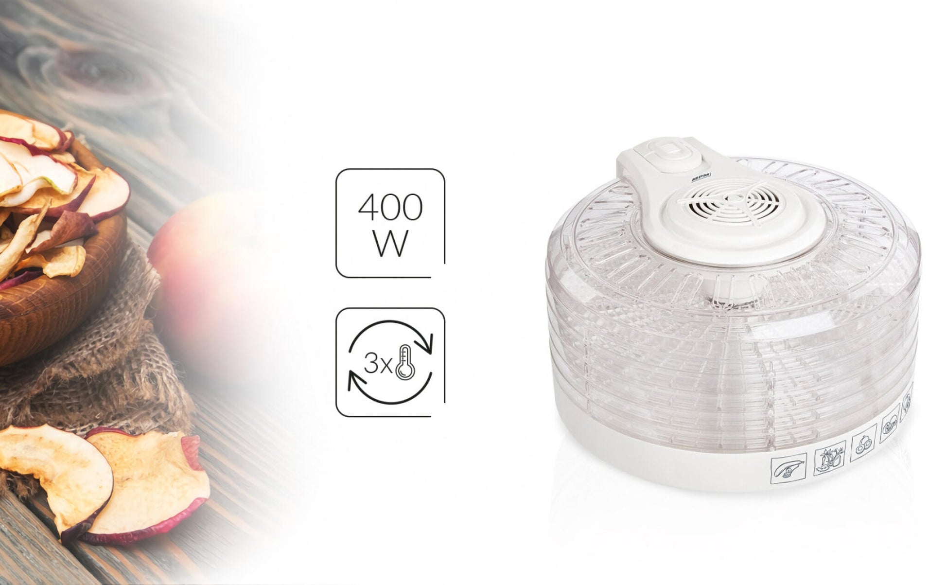 Deshidratador Alimentos, 5 Bandejas, 3 Niveles Temperatura, Seca Frutas, Verduras, Carne, Sin Bpa Mpm Msg-02 Transparente_4