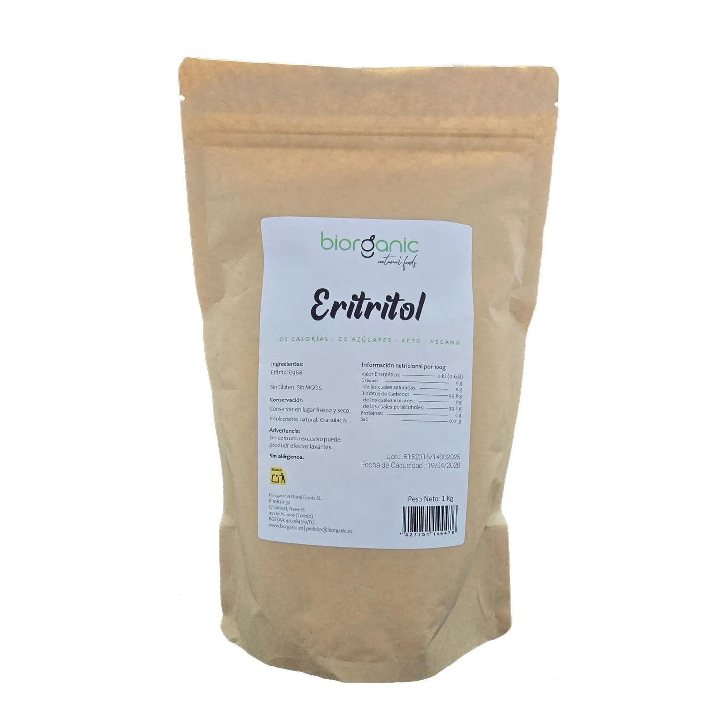 Eritritol 5kg, Pack Ahorro, 100% Natural, Sin Gluten_1