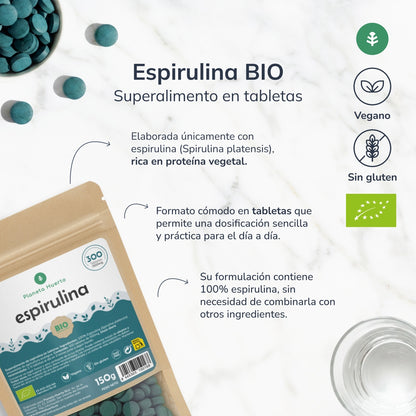 Spirulina 500mg BIO Planeta Huerto 300 comprimidos