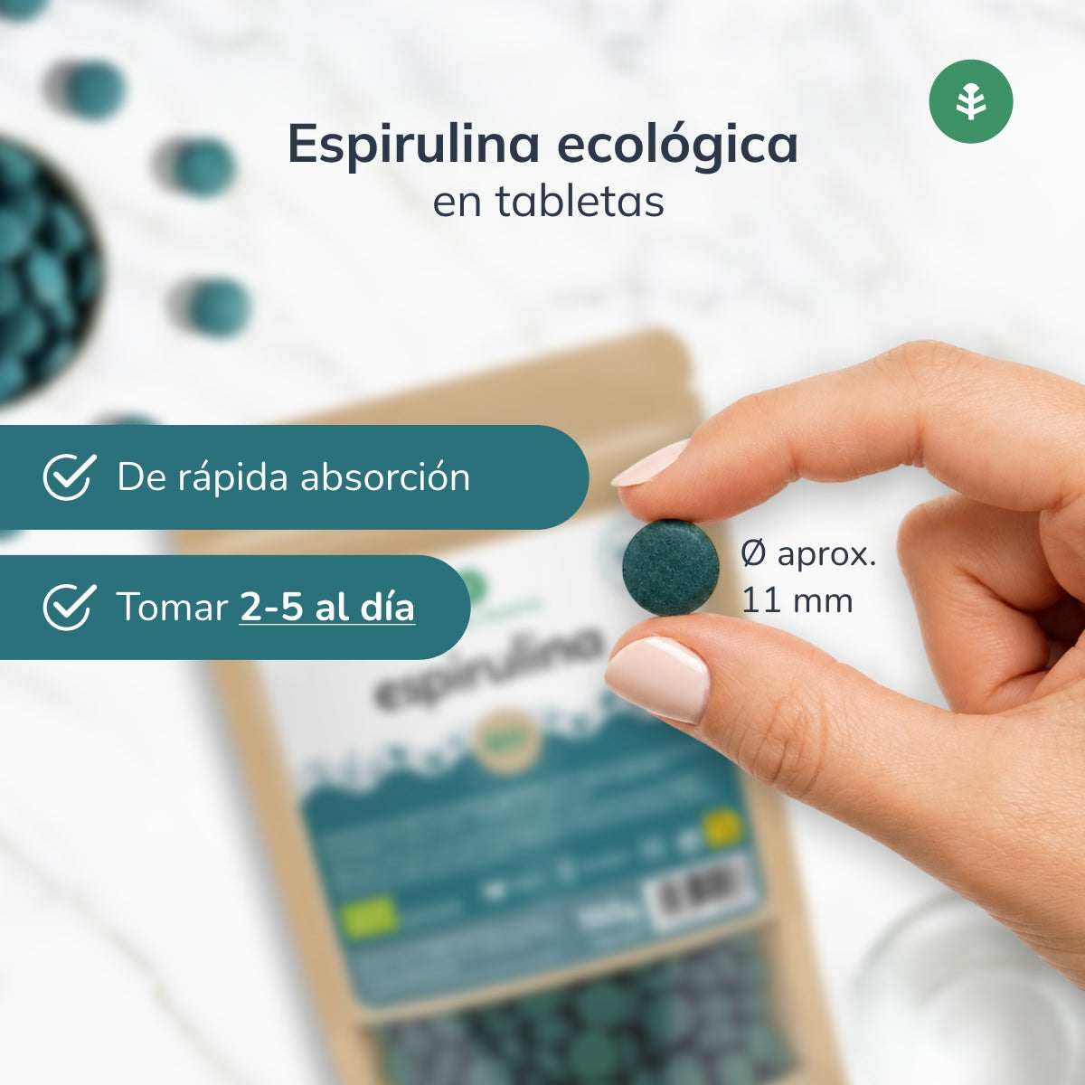 Spirulina 500mg BIO Planeta Huerto 300 comprimidos