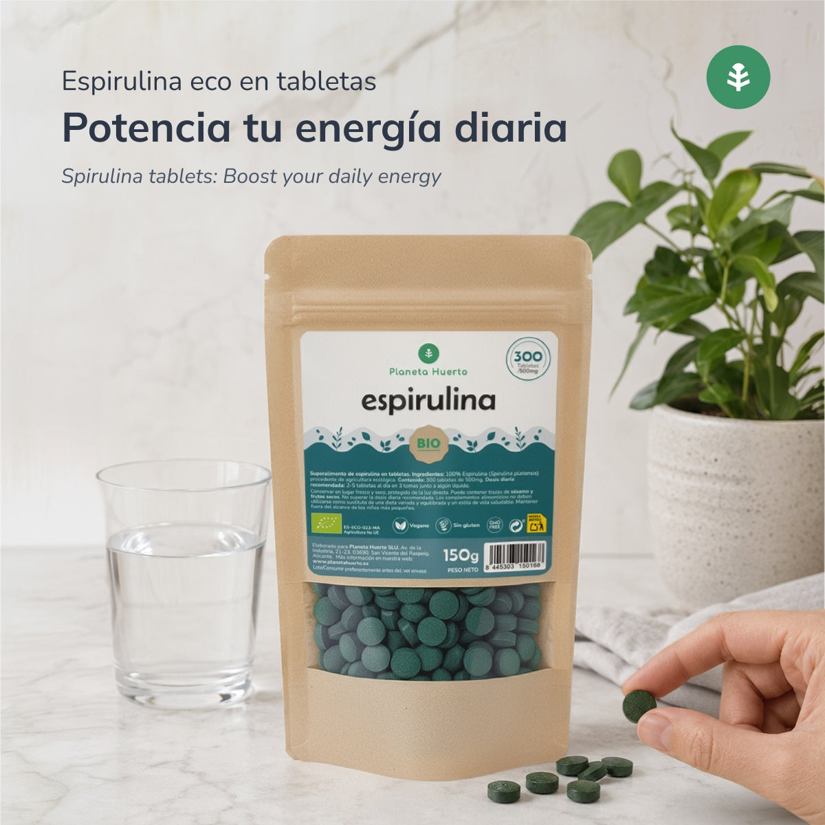 Spirulina 500mg BIO Planeta Huerto 300 comprimidos
