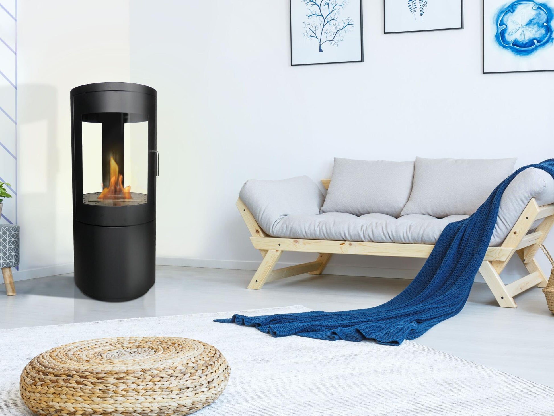 Estufa De Etanol Diseño De Torre En Acero Negro Con Puerta De Cristal Templado Bestfire View Purline_2