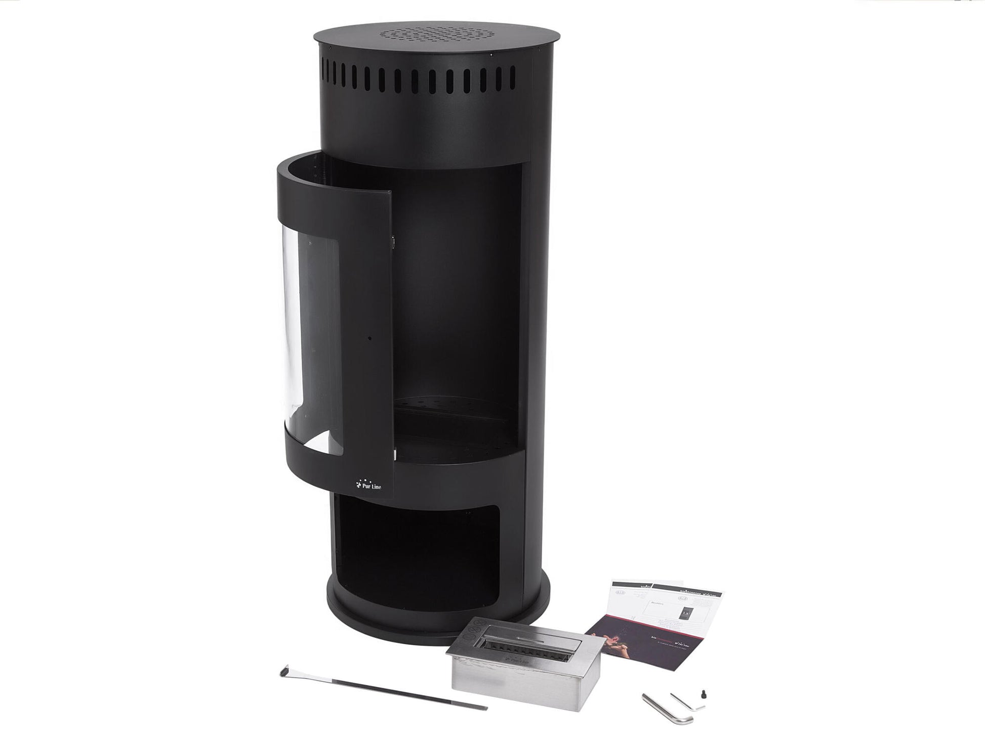 Estufa De Etanol En Acero Negro Con Puerta De Cristal Templado Bestfire B Purline_4
