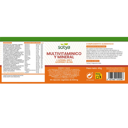 Multivitamínico e Mineral Sotya 820Mg 60 Cápsulas