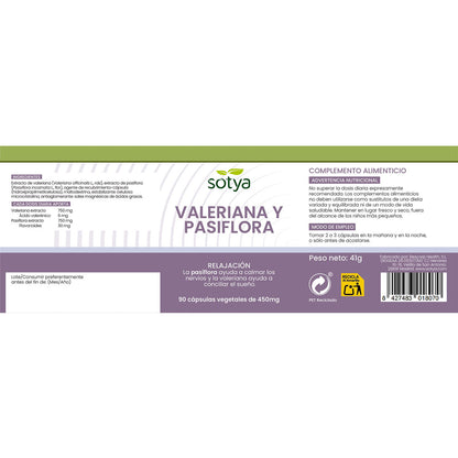 Pasiflora y Valeriana Sotya, 90 cápsulas 450 mg