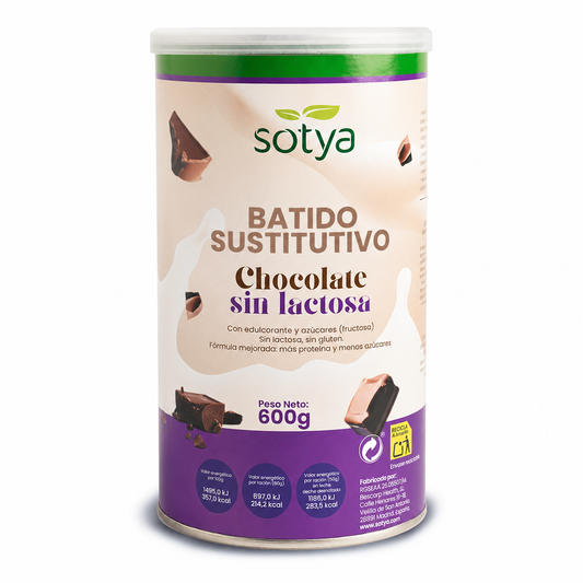 Batido Sustitutivo de Chocolate sin lactosa en Polvo Sotya 600 g