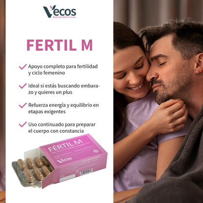 Fértil M VECOS (45+45 cápsulas) | Fertilidad femenina, preconcepción y regulador hormonal | Inositol y Folato | CoQ10+B6_3
