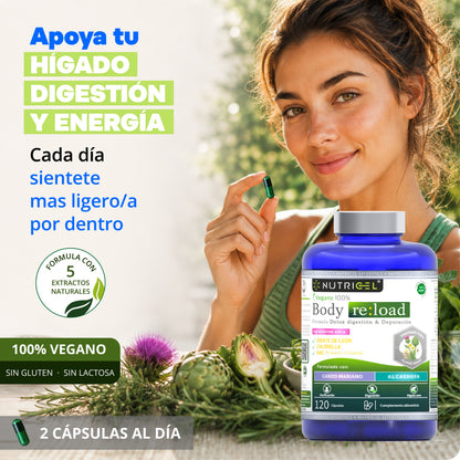 Body Reload Cardo Mariano 80% Silimarina + NAC + Alcachofa Nutricel 120 cápsulas