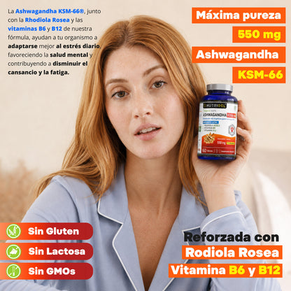Ashwagandha KSM-66® 550mg 5% Witanólidos + Rhodiola Nutricel 60 cápsulas