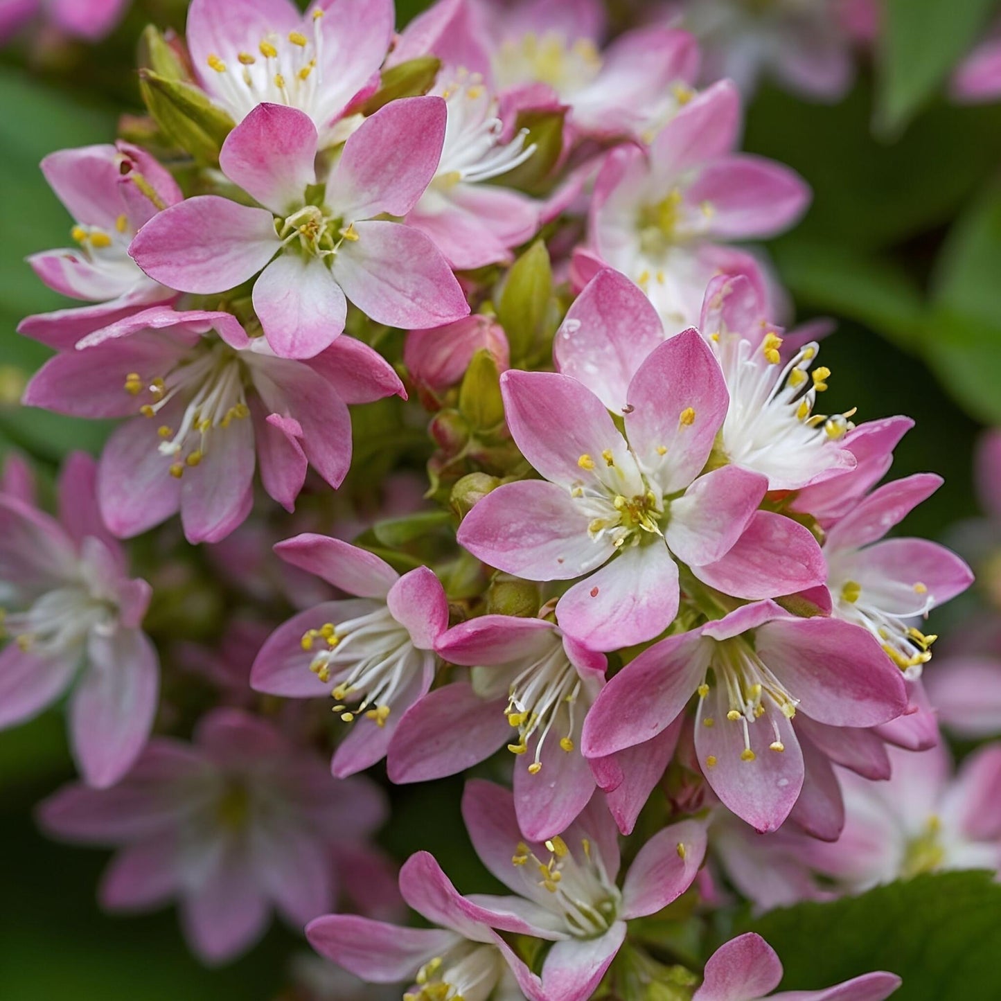 Flores De Fresa - 4 Pzs - Deutzia 'strawberry Fields' - Altura 25-40cm - ⌀17cm_1