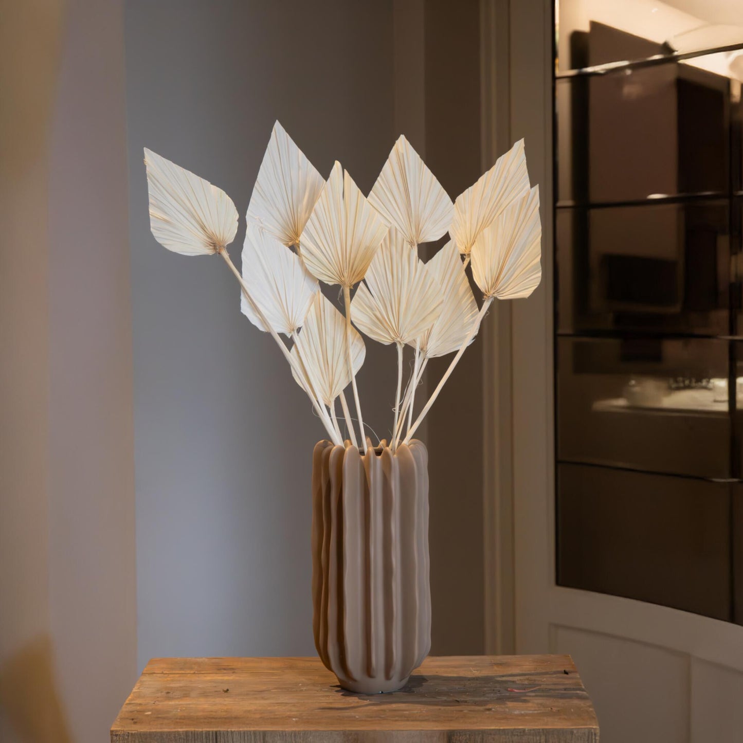 Flores Secas - 10 Pzs - Ramo 'palmspear Bleached White'_1