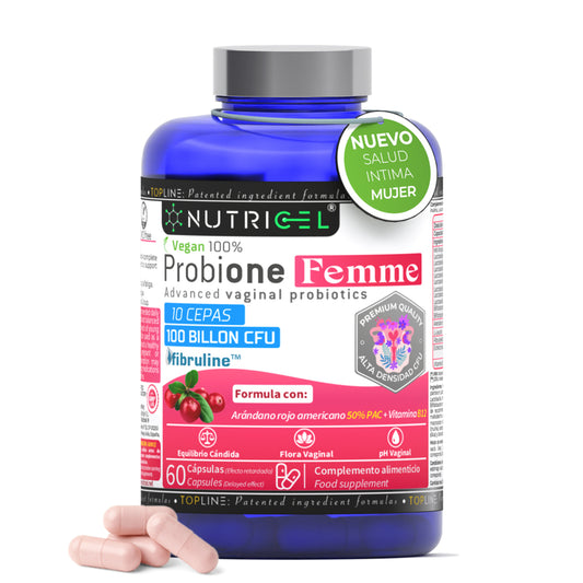 Probione Femme Probióticos Flora Íntima 100 mil M UFC Nutricel 60 cápsulas