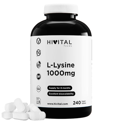 L-Lisina 1000 mg Hivital 240 comprimidos veganos