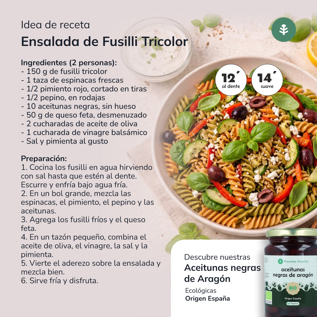 Tricolor Fusilli ECO Planeta Huerto 5 Kg