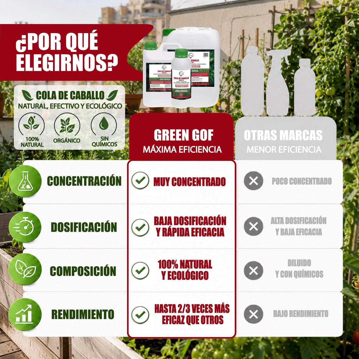 GREEN GOF Cola De Caballo, 1L. Fungicida, Bioestimulante, Orgánico y 100% Natural. Preventivo y Curativo._3