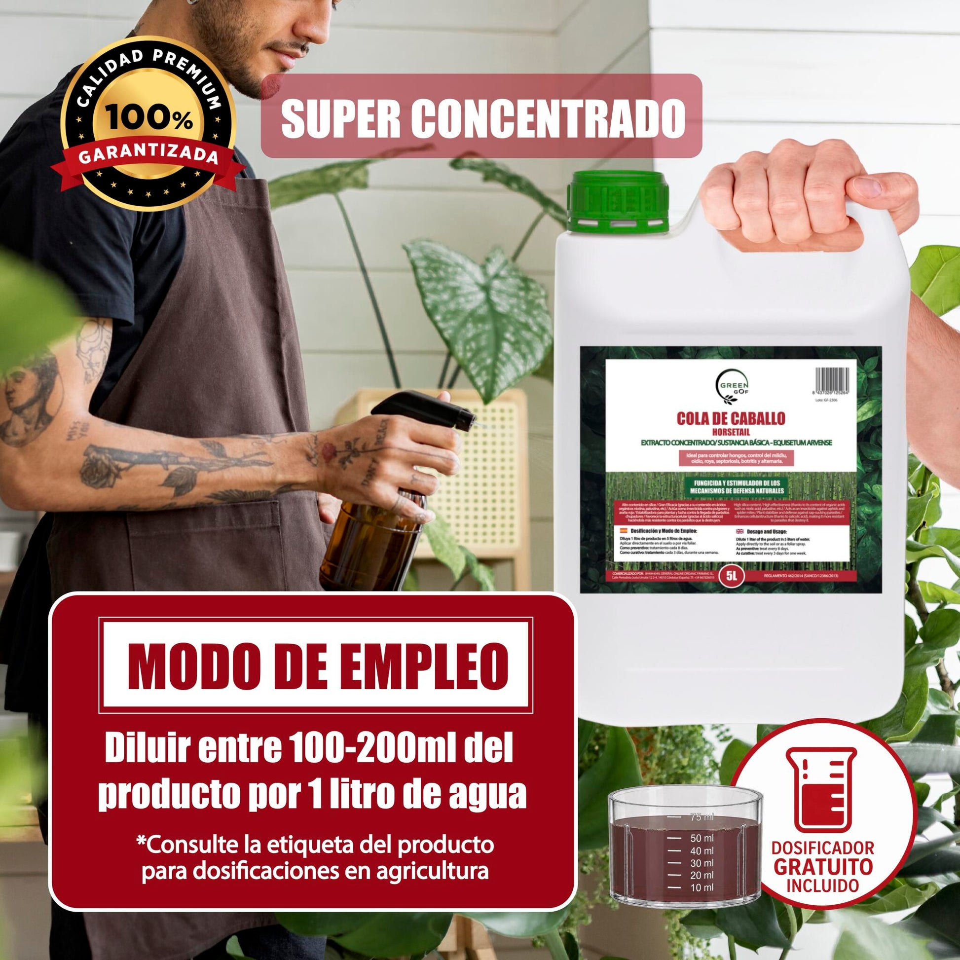 GREEN GOF Cola De Caballo,5L. Fungicida, Bioestimulante, Orgánico y 100% Natural. Preventivo y Curativo._4