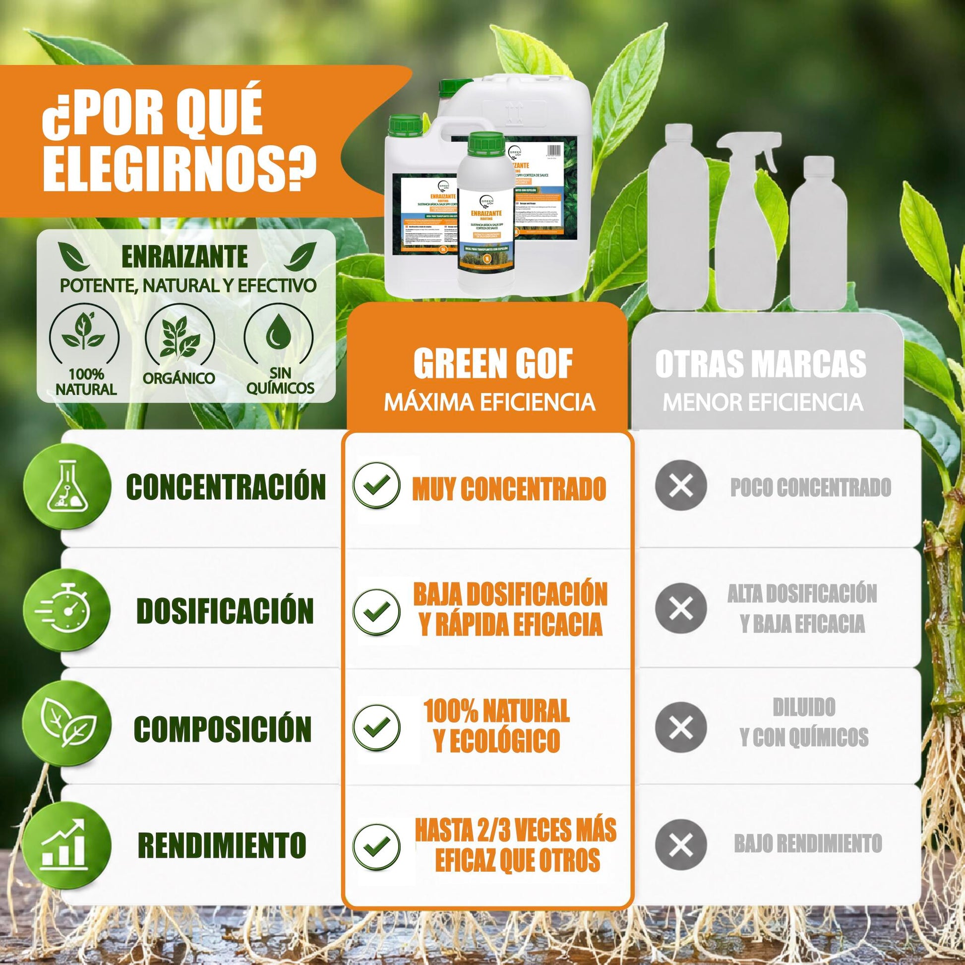 GREEN GOF Enraizante Líquido, 1L. Orgánico con Hormonas Naturales. Estimula y Aumenta el Crecimiento de Raíces._3