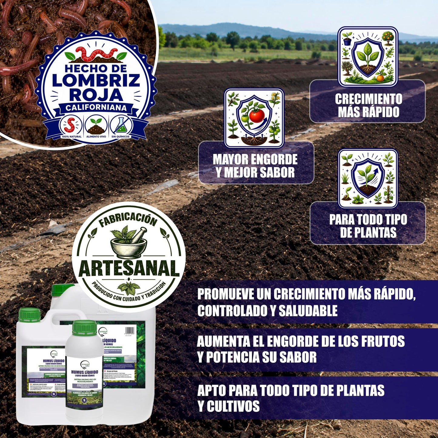 GREEN GOF Humus Líquido De Lombriz Premium 1l. Enriquecido Con Leonardita Y Melaza. Fertilizante Rico En Microorganismos_1