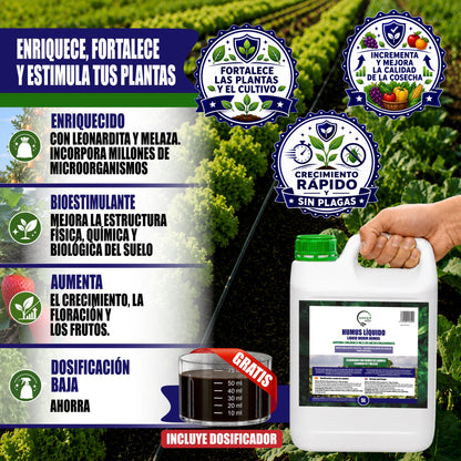 GREEN GOF Humus Líquido De Lombriz Premium 5l. Enriquecido Con Leonardita Y Melaza. Fertilizante Rico En Microorganismos_1