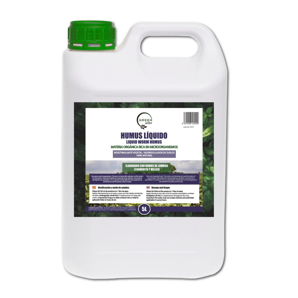 GREEN GOF Humus Líquido De Lombriz Premium 5l. Enriquecido Con Leonardita Y Melaza. Fertilizante Rico En Microorganismos_0