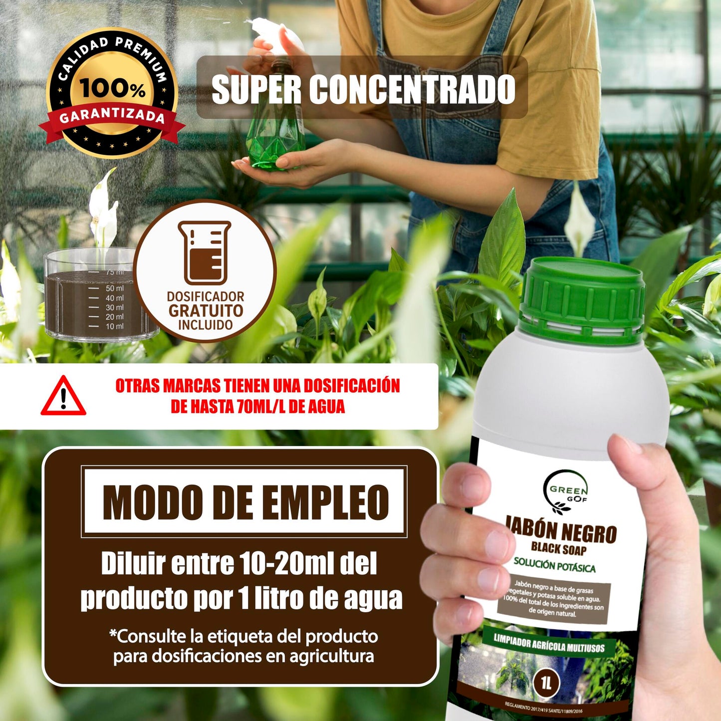 GREEN GOF Jabón Potásico Premium, 1L. Concentrado - Hongos Y Plagas - Actúa Por Contacto._4
