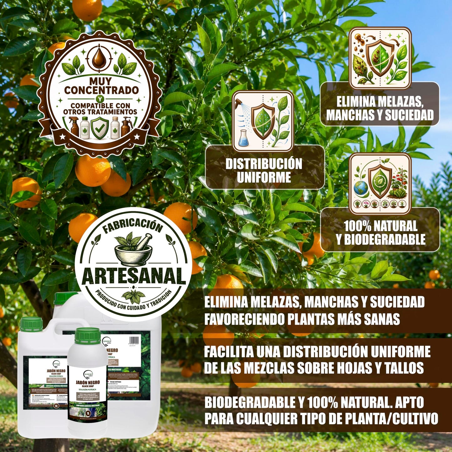 GREEN GOF Jabón Potásico Premium, 1L. Concentrado - Hongos Y Plagas - Actúa Por Contacto._2
