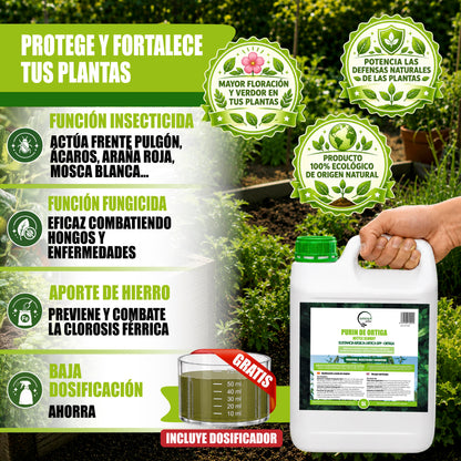 GREEN GOF Purin De Ortiga, 5L. Insecticida, Fungicida, Acaricida. Orgánico y 100% Natural. Curativo y Preventivo._1