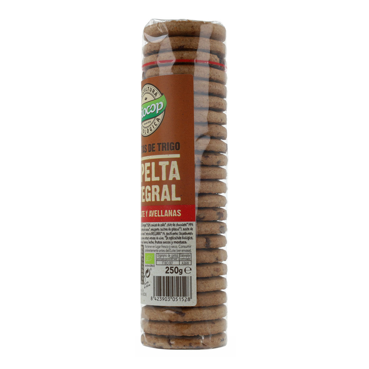 Biscoito de Espelta Integral com Chocolate e Avelãs Biocop Bio 250 g