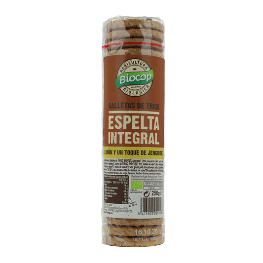 Bolacha Integral de Espelta, Gengibre e Limão Biocop 250g